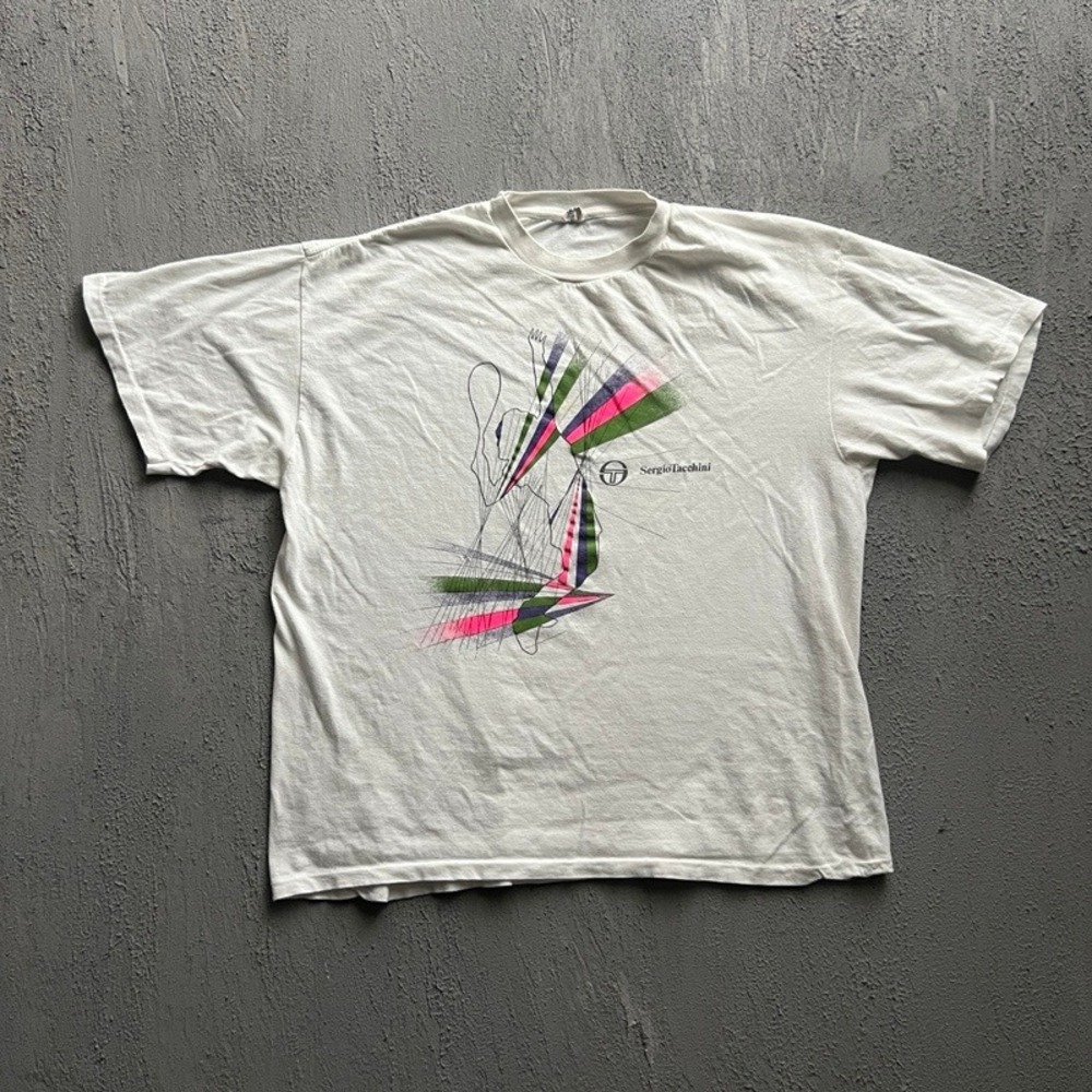 Vintage Sergio Tacchini Shirt XL White 1990s Tennis Sportswear